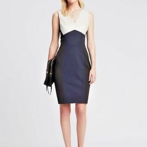 Sleeveless Colorblock Sheath Dress - Navy and Cream